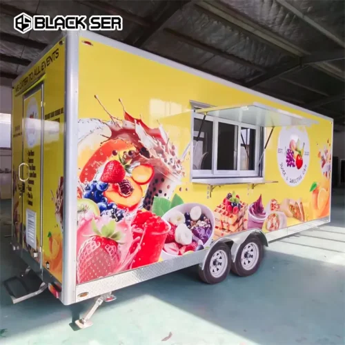 5.7m High Color Mobile Fruit Juice Food Truck with Refrigerator for Street Vendors
