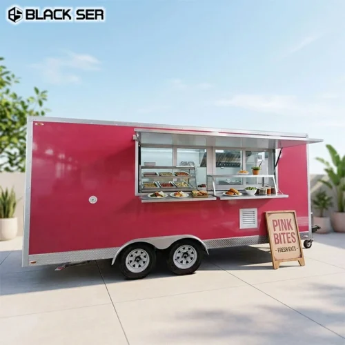4.8m Coffee Pizza Taco Concession Food Truck With Full Kitchen